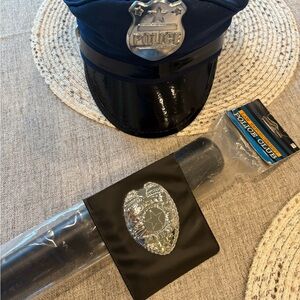 Police Hat with Baton and Silver Badge